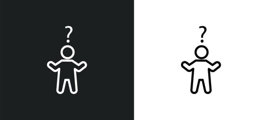 Poster - confused human line icon in white and black colors. confused human flat vector icon from confused human collection for web, mobile apps and ui.
