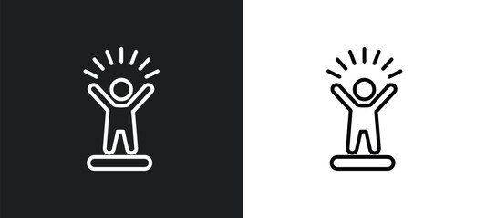 Poster - confident human line icon in white and black colors. confident human flat vector icon from confident human collection for web, mobile apps and ui.
