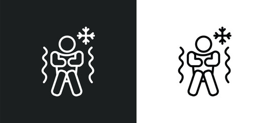 Poster - cold human line icon in white and black colors. cold human flat vector icon from cold human collecti