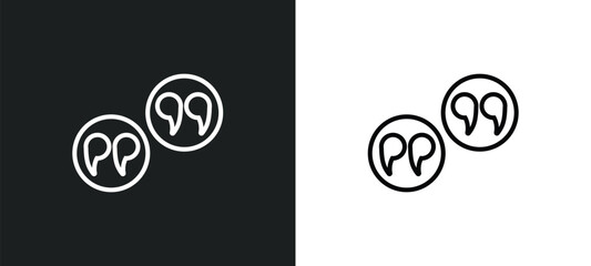 Poster - quotation line icon in white and black colors. quotation flat vector icon from quotation collection 
