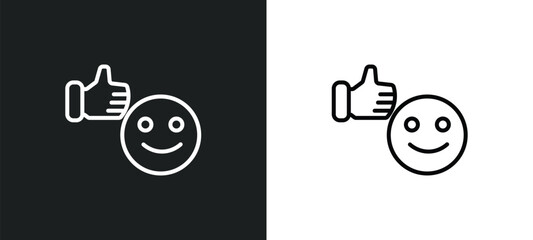 Poster - satisfaction line icon in white and black colors. satisfaction flat vector icon from satisfaction collection for web, mobile apps and ui.