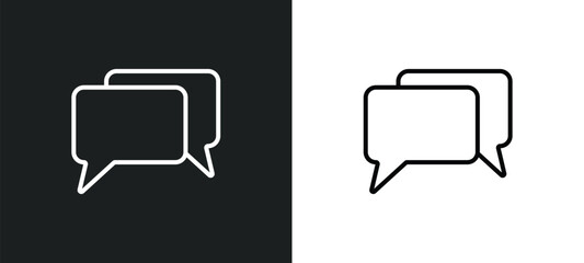 Poster - comments line icon in white and black colors. comments flat vector icon from comments collection for
