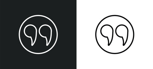 Poster - quote line icon in white and black colors. quote flat vector icon from quote collection for web, mob