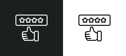 Poster - good review line icon in white and black colors. good review flat vector icon from good review collection for web, mobile apps and ui.