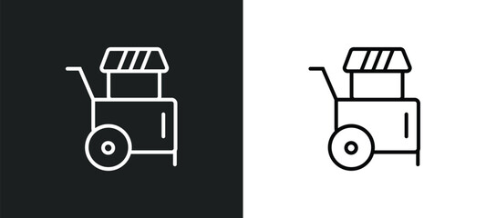 Poster - street food line icon in white and black colors. street food flat vector icon from street food collection for web, mobile apps and ui.