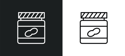 Poster - peanut butter line icon in white and black colors. peanut butter flat vector icon from peanut butter collection for web, mobile apps and ui.