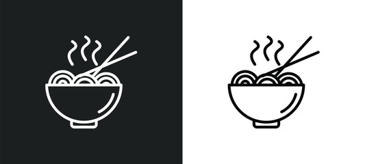 Aufkleber - noodles line icon in white and black colors. noodles flat vector icon from noodles collection for we