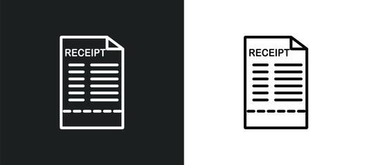 Sticker - receipt line icon in white and black colors. receipt flat vector icon from receipt collection for web, mobile apps and ui.