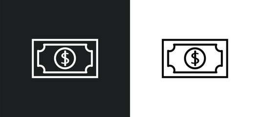 Poster - cash line icon in white and black colors. cash flat vector icon from cash collection for web, mobile apps and ui.