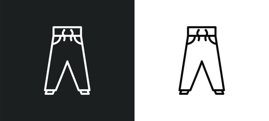 Poster - trousers line icon in white and black colors. trousers flat vector icon from trousers collection for