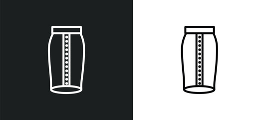 Poster - skirt line icon in white and black colors. skirt flat vector icon from skirt collection for web, mob