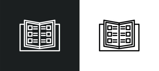 Poster - catalogue line icon in white and black colors. catalogue flat vector icon from catalogue collection 