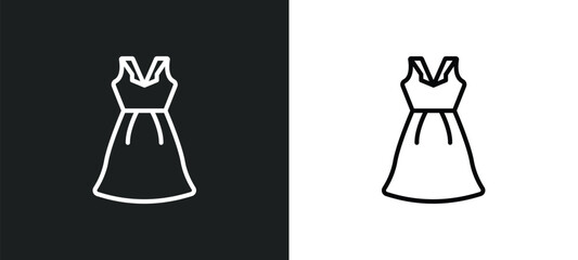 Poster - outfit line icon in white and black colors. outfit flat vector icon from outfit collection for web, 