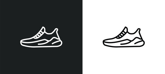 Poster - gym shoes line icon in white and black colors. gym shoes flat vector icon from gym shoes collection 