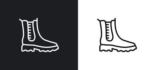 Poster - boot for women line icon in white and black colors. boot for women flat vector icon from boot for wo