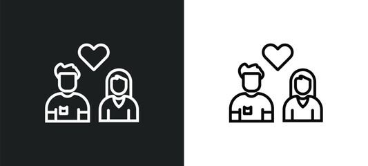 Poster - girlfriend line icon in white and black colors. girlfriend flat vector icon from girlfriend collection for web, mobile apps and ui.