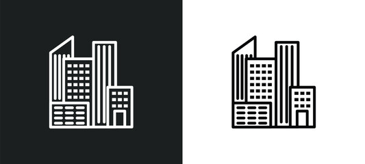 Poster - city line icon in white and black colors. city flat vector icon from city collection for web, mobile