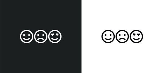 Poster - smileys line icon in white and black colors. smileys flat vector icon from smileys collection for web, mobile apps and ui.