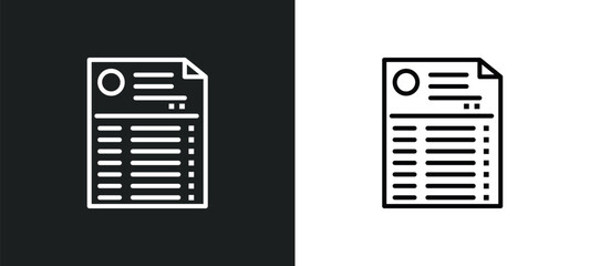 Poster - statement line icon in white and black colors. statement flat vector icon from statement collection 