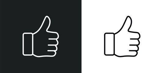 Aufkleber - thumbs up line icon in white and black colors. thumbs up flat vector icon from thumbs up collection for web, mobile apps and ui.