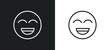 grinning emoji line icon in white and black colors. grinning emoji flat vector icon from grinning emoji collection for web, mobile apps and ui.