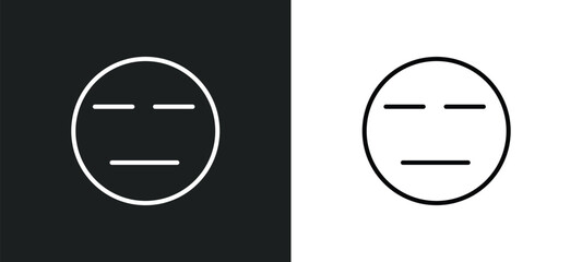Poster - expressionless emoji line icon in white and black colors. expressionless emoji flat vector icon from