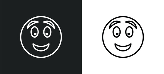Poster - excited emoji line icon in white and black colors. excited emoji flat vector icon from excited emoji