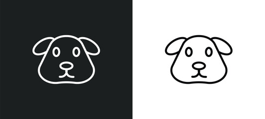 Poster - dog emoji line icon in white and black colors. dog emoji flat vector icon from dog emoji collection 