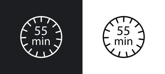 Wall Mural - minute countdown line icon in white and black colors. minute countdown flat vector icon from minute countdown collection for web, mobile apps and ui.