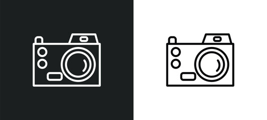 Poster - digital camera line icon in white and black colors. digital camera flat vector icon from digital camera collection for web, mobile apps and ui.