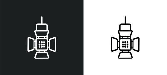 Poster - reflector line icon in white and black colors. reflector flat vector icon from reflector collection for web, mobile apps and ui.