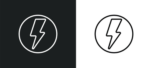 Wall Mural - flash line icon in white and black colors. flash flat vector icon from flash collection for web, mobile apps and ui.