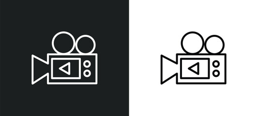 Poster - video camera line icon in white and black colors. video camera flat vector icon from video camera collection for web, mobile apps and ui.