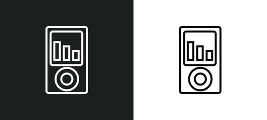 Poster - portable music player line icon in white and black colors. portable music player flat vector icon from portable music player collection for web, mobile apps and ui.