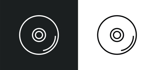 Poster - compact disc line icon in white and black colors. compact disc flat vector icon from compact disc collection for web, mobile apps and ui.