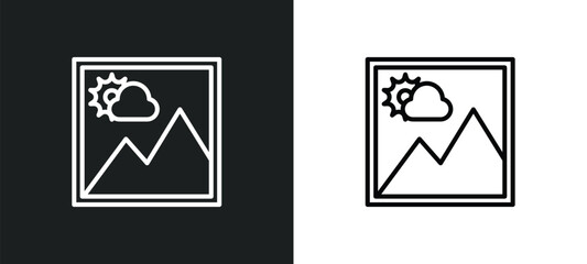 Poster - picture line icon in white and black colors. picture flat vector icon from picture collection for web, mobile apps and ui.