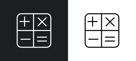 Poster - calculating line icon in white and black colors. calculating flat vector icon from calculating collection for web, mobile apps and ui.
