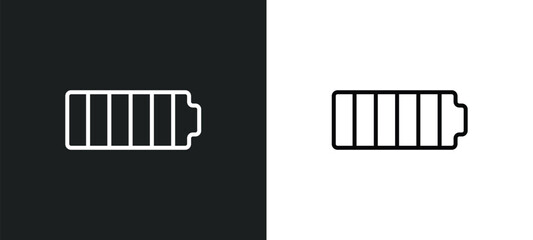 Poster - full battery line icon in white and black colors. full battery flat vector icon from full battery co