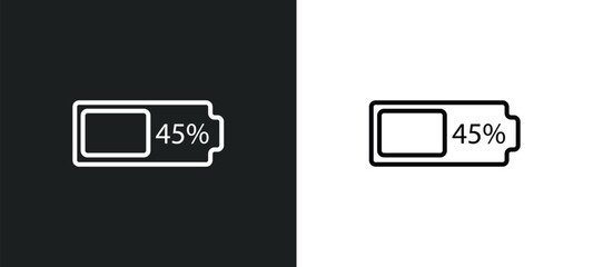 Poster - battery almost full line icon in white and black colors. battery almost full flat vector icon from b