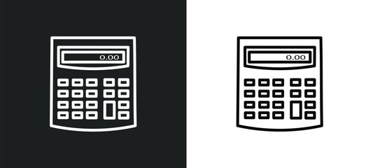 Aufkleber - calculator line icon in white and black colors. calculator flat vector icon from calculator collection for web, mobile apps and ui.