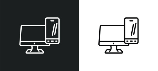 Wall Mural - devices line icon in white and black colors. devices flat vector icon from devices collection for web, mobile apps and ui.