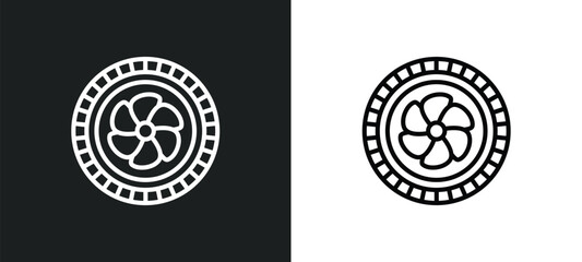 Fototapete - turbine line icon in white and black colors. turbine flat vector icon from turbine collection for we