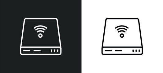 Poster - drive line icon in white and black colors. drive flat vector icon from drive collection for web, mobile apps and ui.