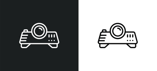 Poster - projector line icon in white and black colors. projector flat vector icon from projector collection for web, mobile apps and ui.