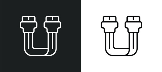 Poster - sata line icon in white and black colors. sata flat vector icon from sata collection for web, mobile apps and ui.