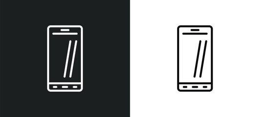 Wall Mural - phones line icon in white and black colors. phones flat vector icon from phones collection for web, mobile apps and ui.
