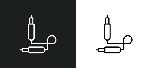 Poster - sound cable line icon in white and black colors. sound cable flat vector icon from sound cable colle