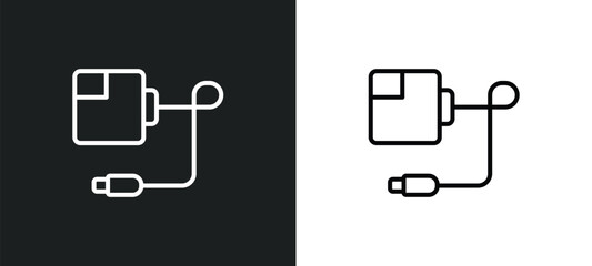 Poster - magsafe line icon in white and black colors. magsafe flat vector icon from magsafe collection for web, mobile apps and ui.