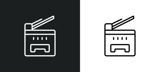 Poster - copy hine line icon in white and black colors. copy hine flat vector icon from copy hine collection 