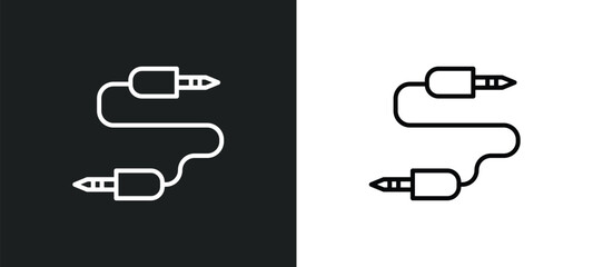 Poster - audio jack line icon in white and black colors. audio jack flat vector icon from audio jack collecti